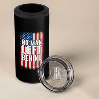 No Man Left Behind Patriotic 4 in 1 Can Cooler Tumbler Distressed American Flag