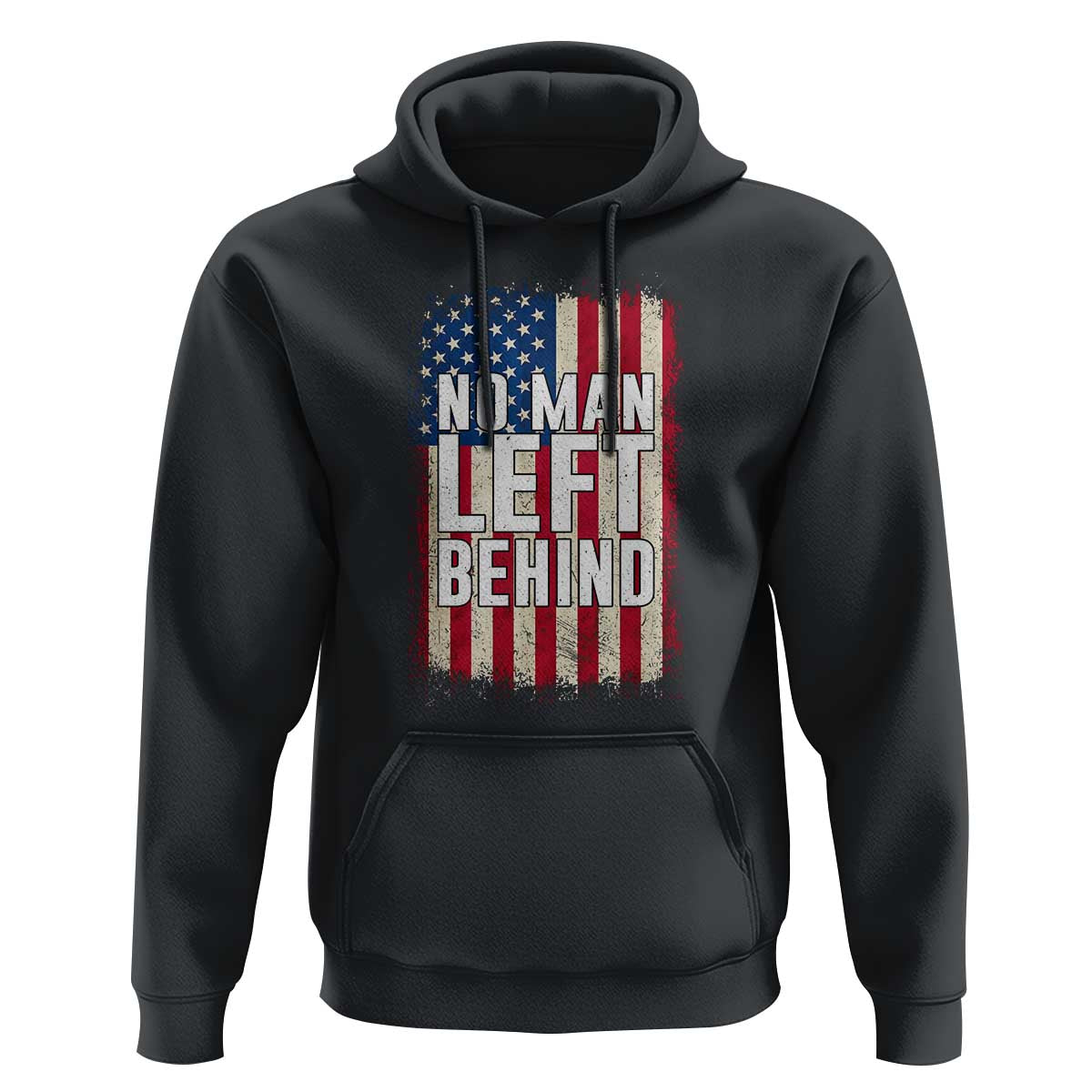 No Man Left Behind Patriotic Hoodie Distressed American Flag