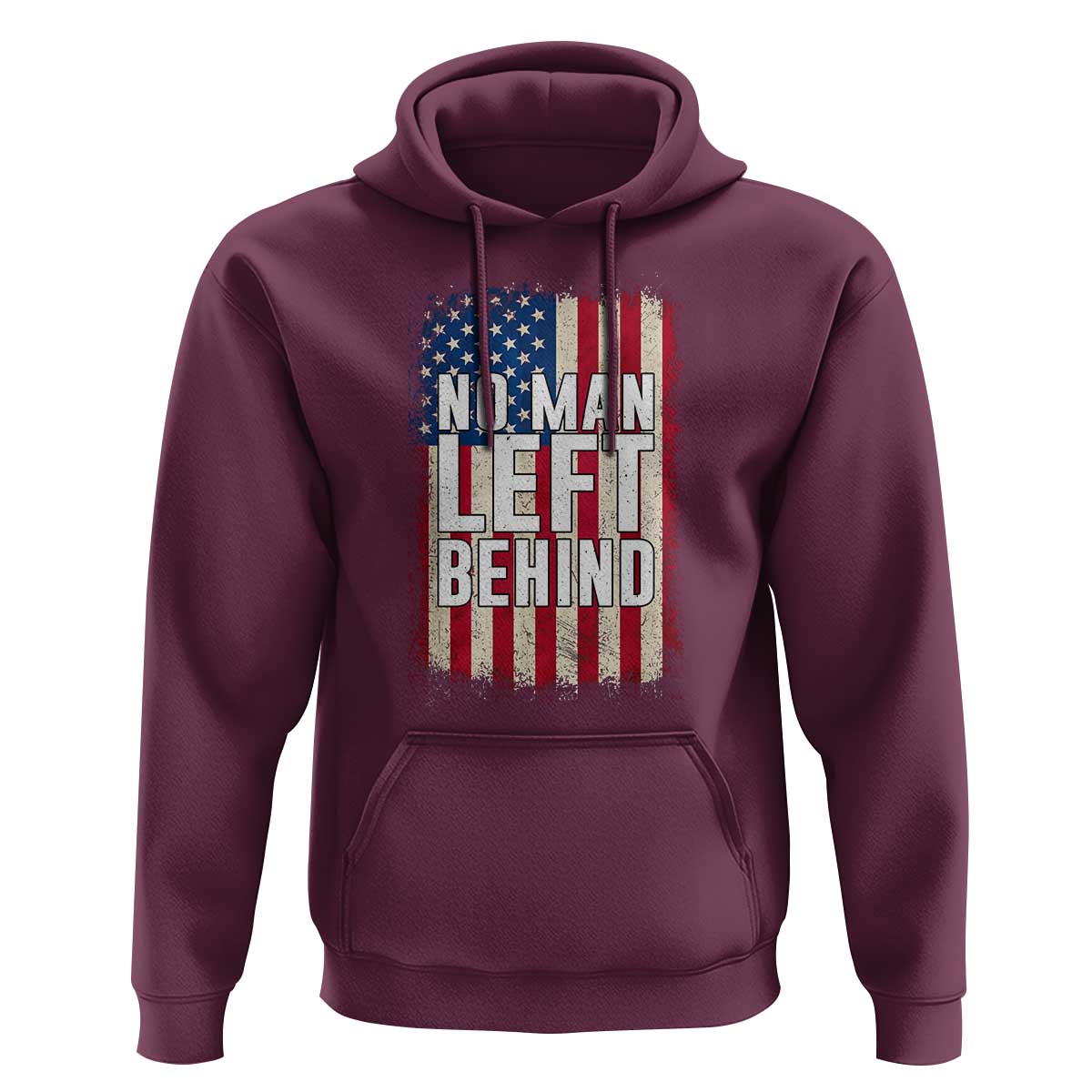 No Man Left Behind Patriotic Hoodie Distressed American Flag