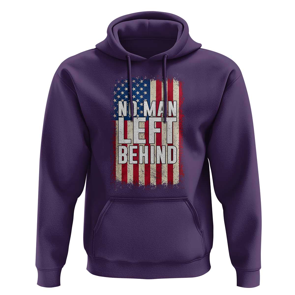 No Man Left Behind Patriotic Hoodie Distressed American Flag