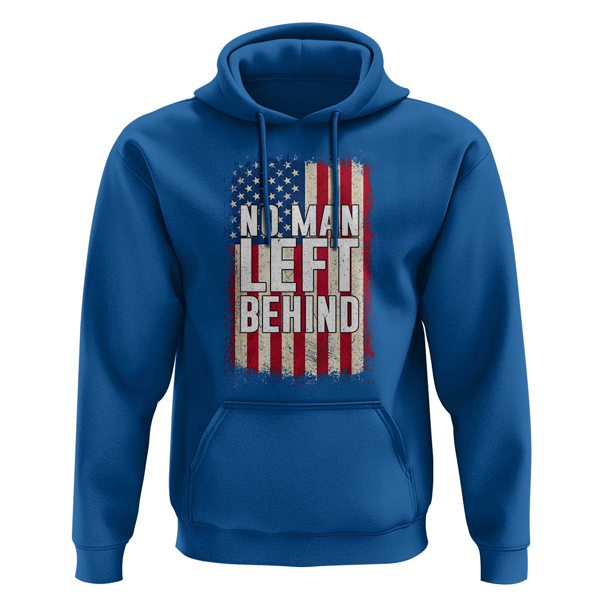 No Man Left Behind Patriotic Hoodie Distressed American Flag