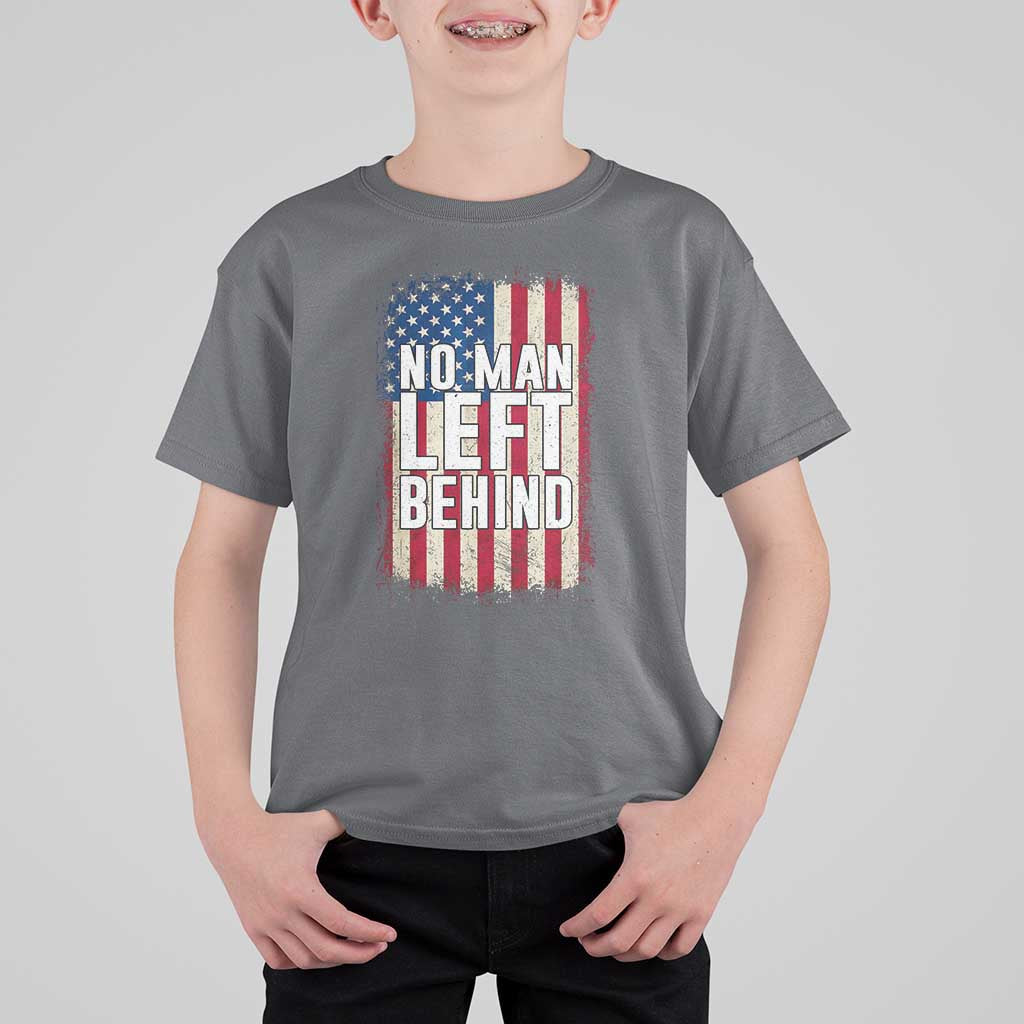 No Man Left Behind Patriotic T Shirt For Kid Distressed American Flag