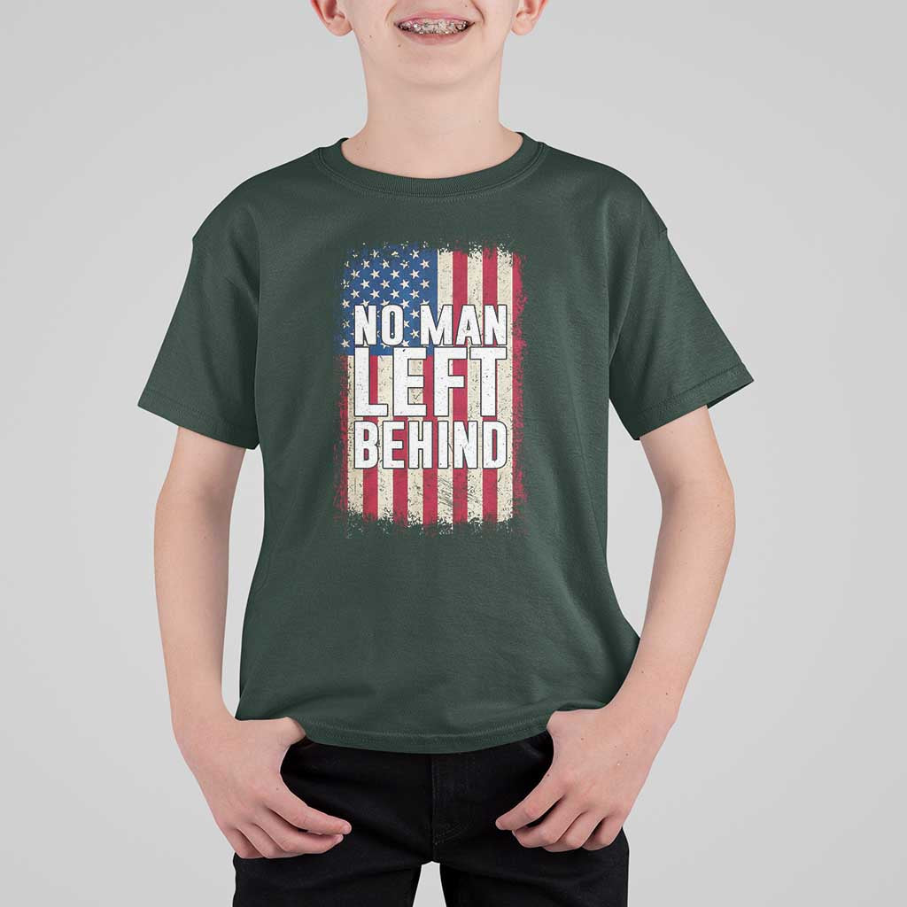 No Man Left Behind Patriotic T Shirt For Kid Distressed American Flag