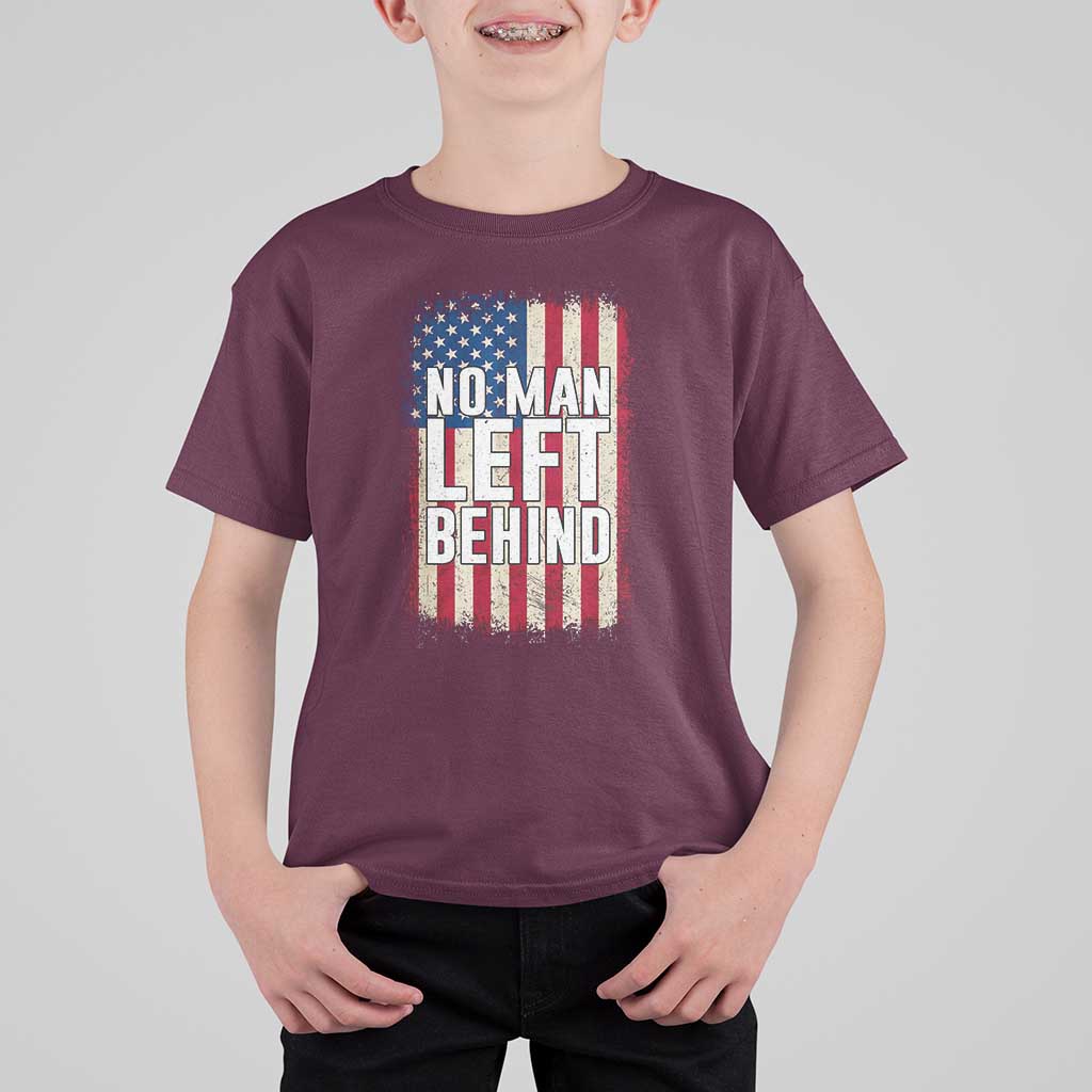 No Man Left Behind Patriotic T Shirt For Kid Distressed American Flag