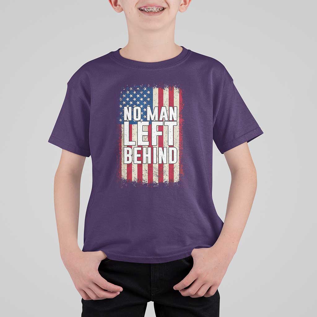 No Man Left Behind Patriotic T Shirt For Kid Distressed American Flag