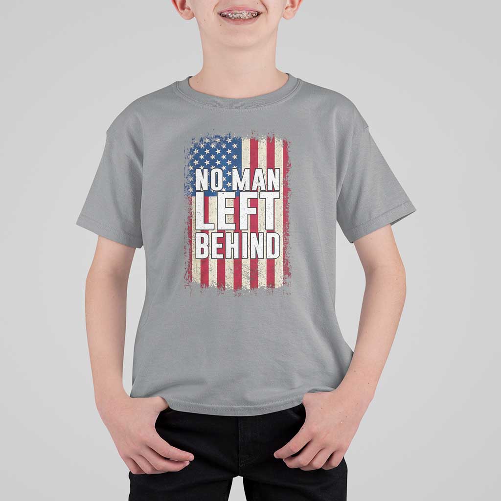 No Man Left Behind Patriotic T Shirt For Kid Distressed American Flag