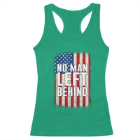 No Man Left Behind Patriotic Racerback Tank Top Distressed American Flag