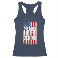 No Man Left Behind Patriotic Racerback Tank Top Distressed American Flag