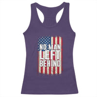 No Man Left Behind Patriotic Racerback Tank Top Distressed American Flag