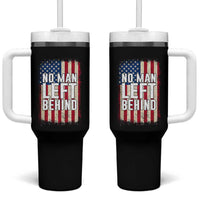 No Man Left Behind Patriotic Tumbler With Handle Distressed American Flag
