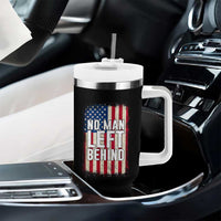 No Man Left Behind Patriotic Tumbler With Handle Distressed American Flag