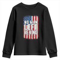 No Man Left Behind Patriotic Youth Sweatshirt Distressed American Flag
