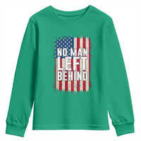 No Man Left Behind Patriotic Youth Sweatshirt Distressed American Flag
