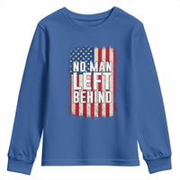 No Man Left Behind Patriotic Youth Sweatshirt Distressed American Flag