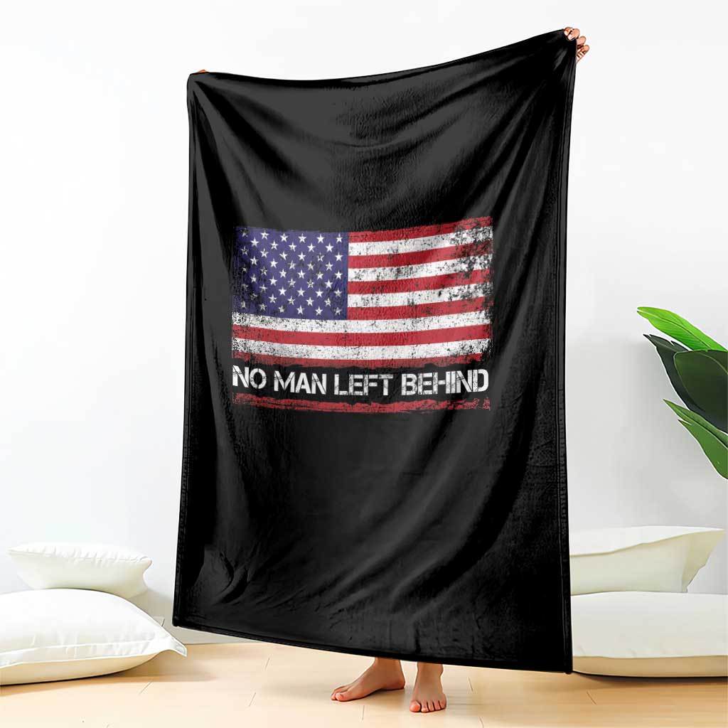 No Man Left Behind Distressed USA Flag Throw Blanket Patriotic US Military Brotherhood