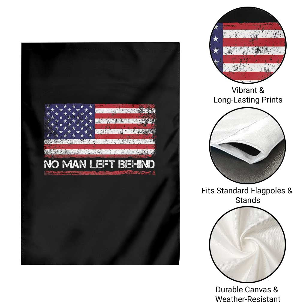 No Man Left Behind Distressed USA Flag Garden Flag Patriotic US Military Brotherhood