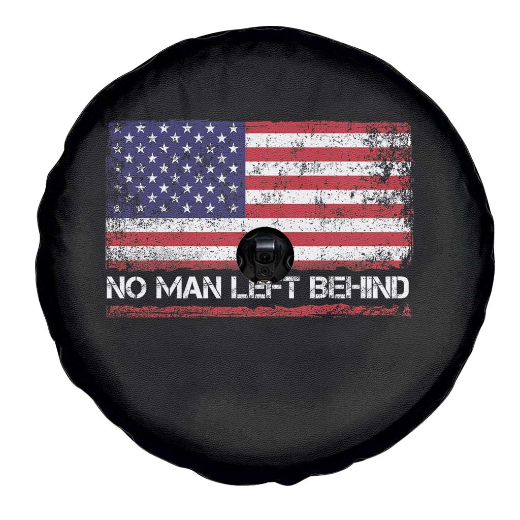 No Man Left Behind Distressed USA Flag Spare Tire Cover Patriotic US Military Brotherhood