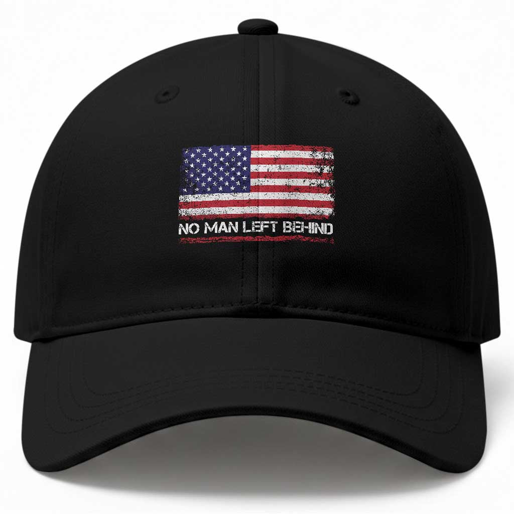 No Man Left Behind Distressed USA Flag Baseball Cap Patriotic US Military Brotherhood