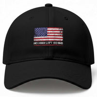 No Man Left Behind Distressed USA Flag Baseball Cap Patriotic US Military Brotherhood