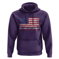 No Man Left Behind Distressed USA Flag Hoodie Patriotic US Military Brotherhood