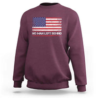 No Man Left Behind Distressed USA Flag Sweatshirt Patriotic US Military Brotherhood