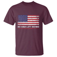 No Man Left Behind Distressed USA Flag T Shirt Patriotic US Military Brotherhood