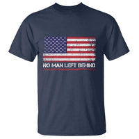 No Man Left Behind Distressed USA Flag T Shirt Patriotic US Military Brotherhood