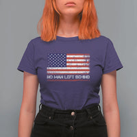 No Man Left Behind Distressed USA Flag T Shirt For Women Patriotic US Military Brotherhood