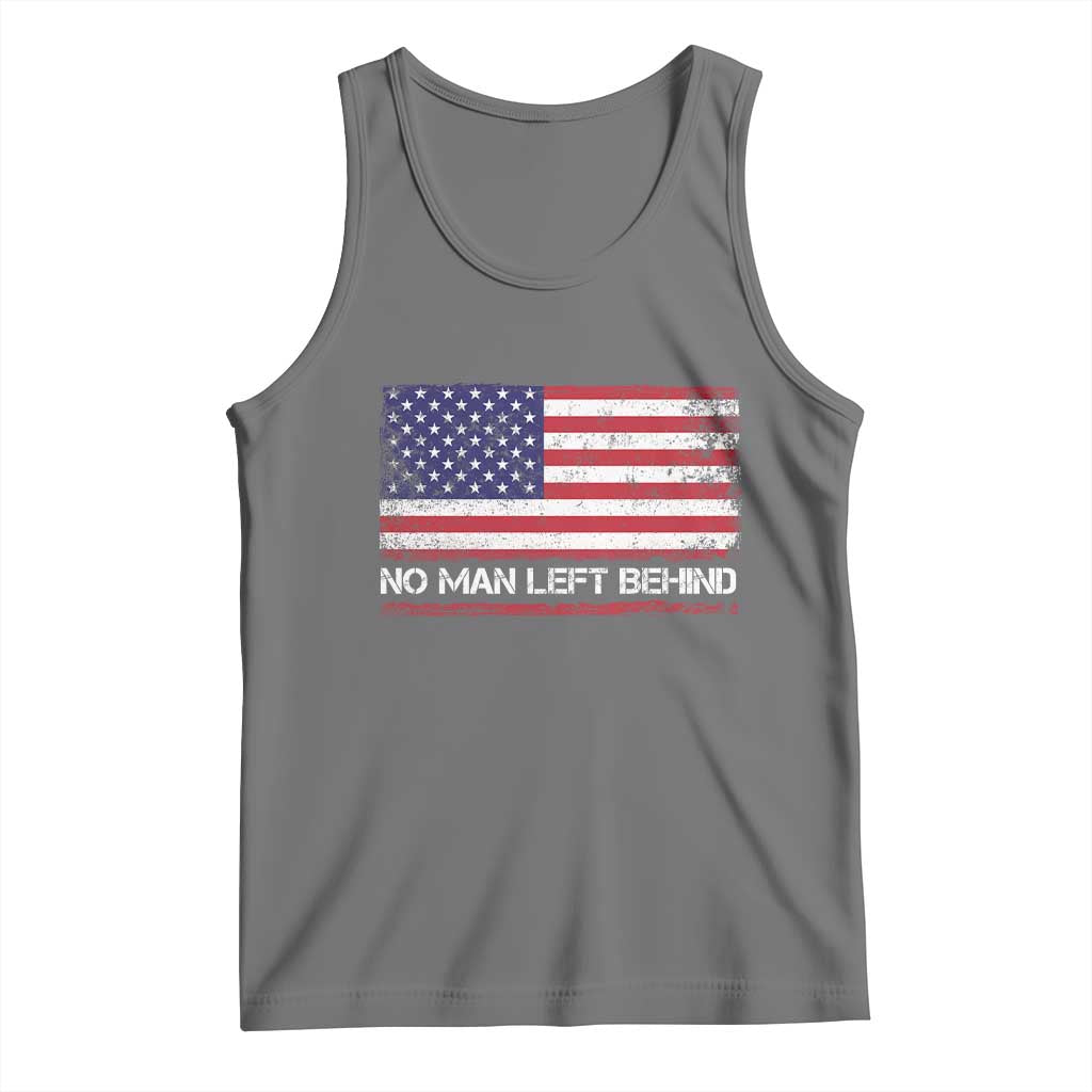 No Man Left Behind Distressed USA Flag Tank Top Patriotic US Military Brotherhood