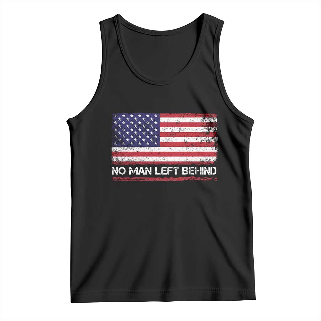 No Man Left Behind Distressed USA Flag Tank Top Patriotic US Military Brotherhood