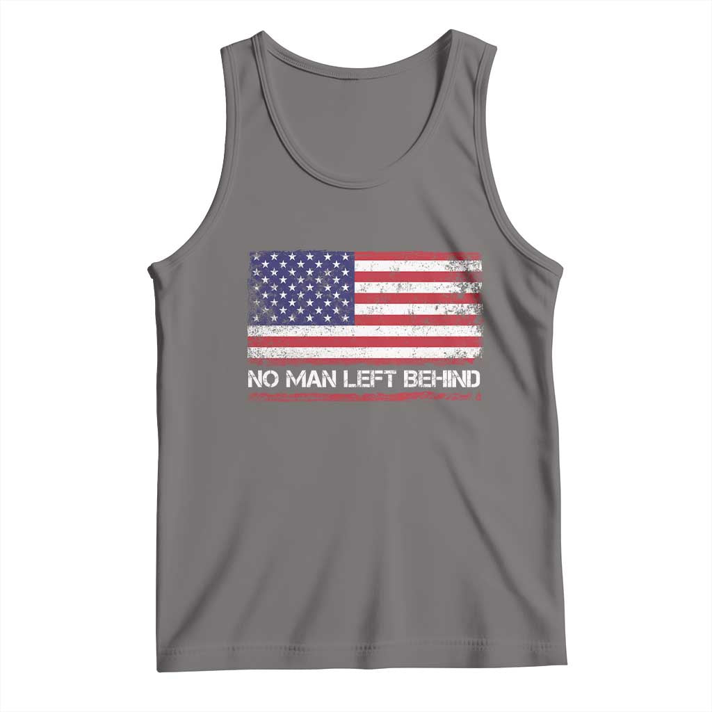 No Man Left Behind Distressed USA Flag Tank Top Patriotic US Military Brotherhood