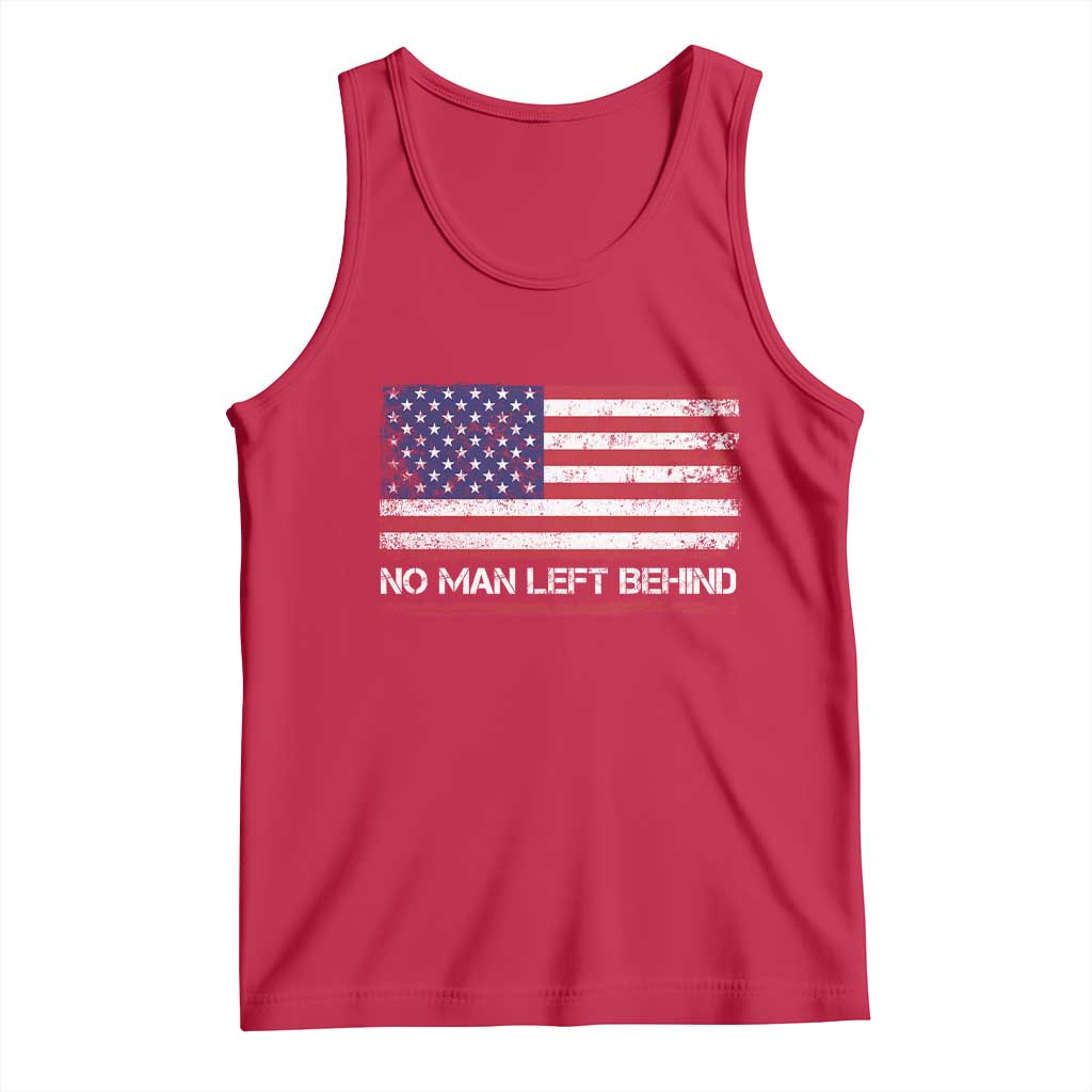 No Man Left Behind Distressed USA Flag Tank Top Patriotic US Military Brotherhood