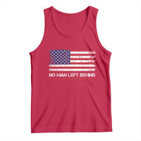 No Man Left Behind Distressed USA Flag Tank Top Patriotic US Military Brotherhood