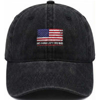 No Man Left Behind Distressed USA Flag Washed Cotton Baseball Cap Patriotic US Military Brotherhood