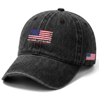 No Man Left Behind Distressed USA Flag Washed Cotton Baseball Cap Patriotic US Military Brotherhood