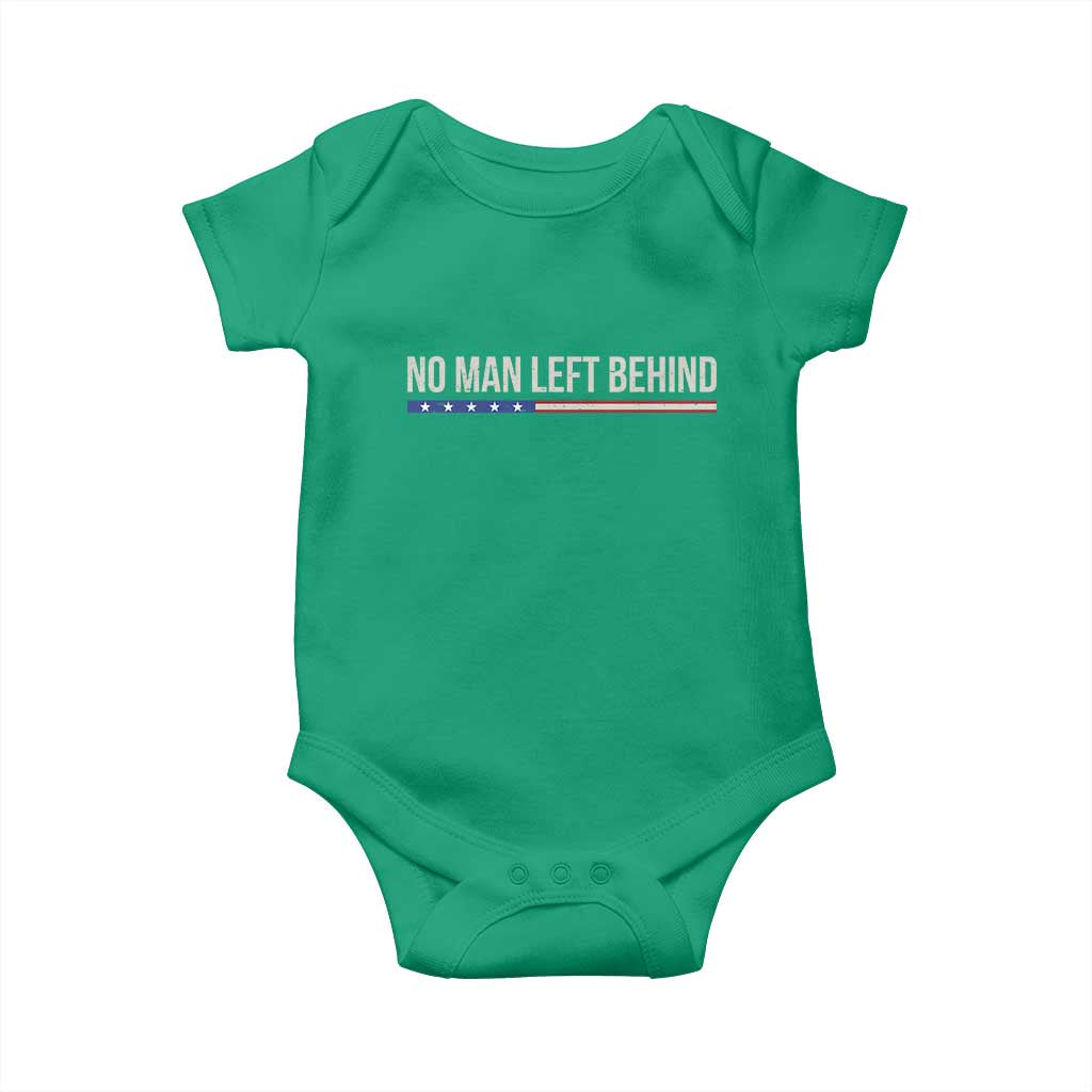 No Man Left Behind Minimalist Patriotic Flag Baby Onesie US Military Brotherhood Pride