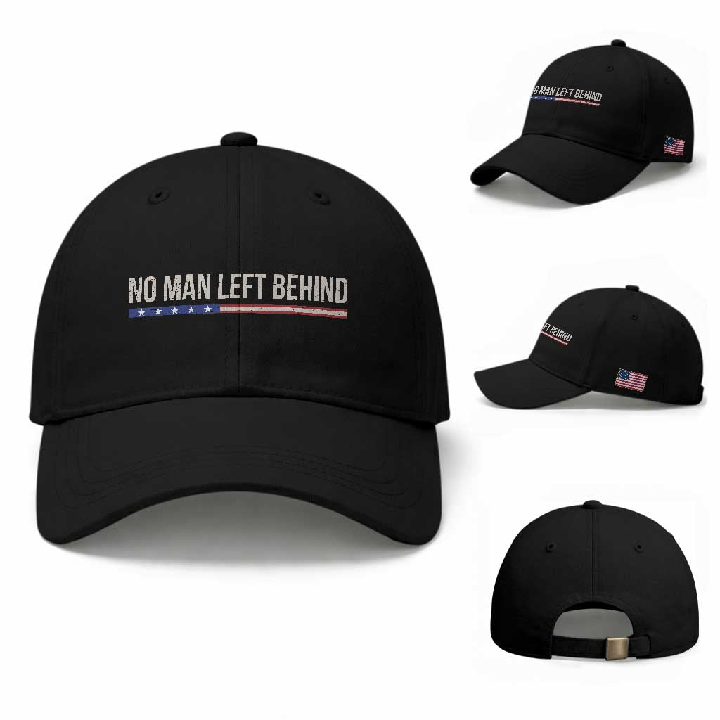 No Man Left Behind Minimalist Patriotic Flag Baseball Cap US Military Brotherhood Pride