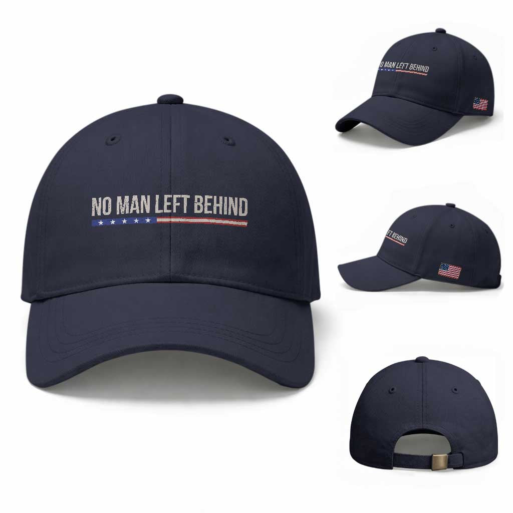 No Man Left Behind Minimalist Patriotic Flag Baseball Cap US Military Brotherhood Pride