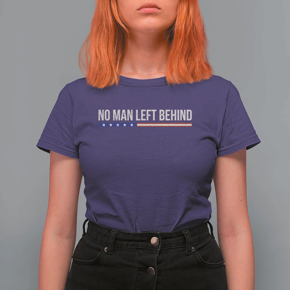 No Man Left Behind Minimalist Patriotic Flag T Shirt For Women US Military Brotherhood Pride