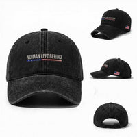 No Man Left Behind Minimalist Patriotic Flag Washed Cotton Baseball Cap US Military Brotherhood Pride