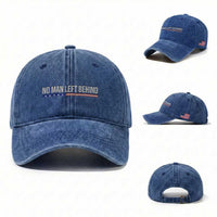 No Man Left Behind Minimalist Patriotic Flag Washed Cotton Baseball Cap US Military Brotherhood Pride