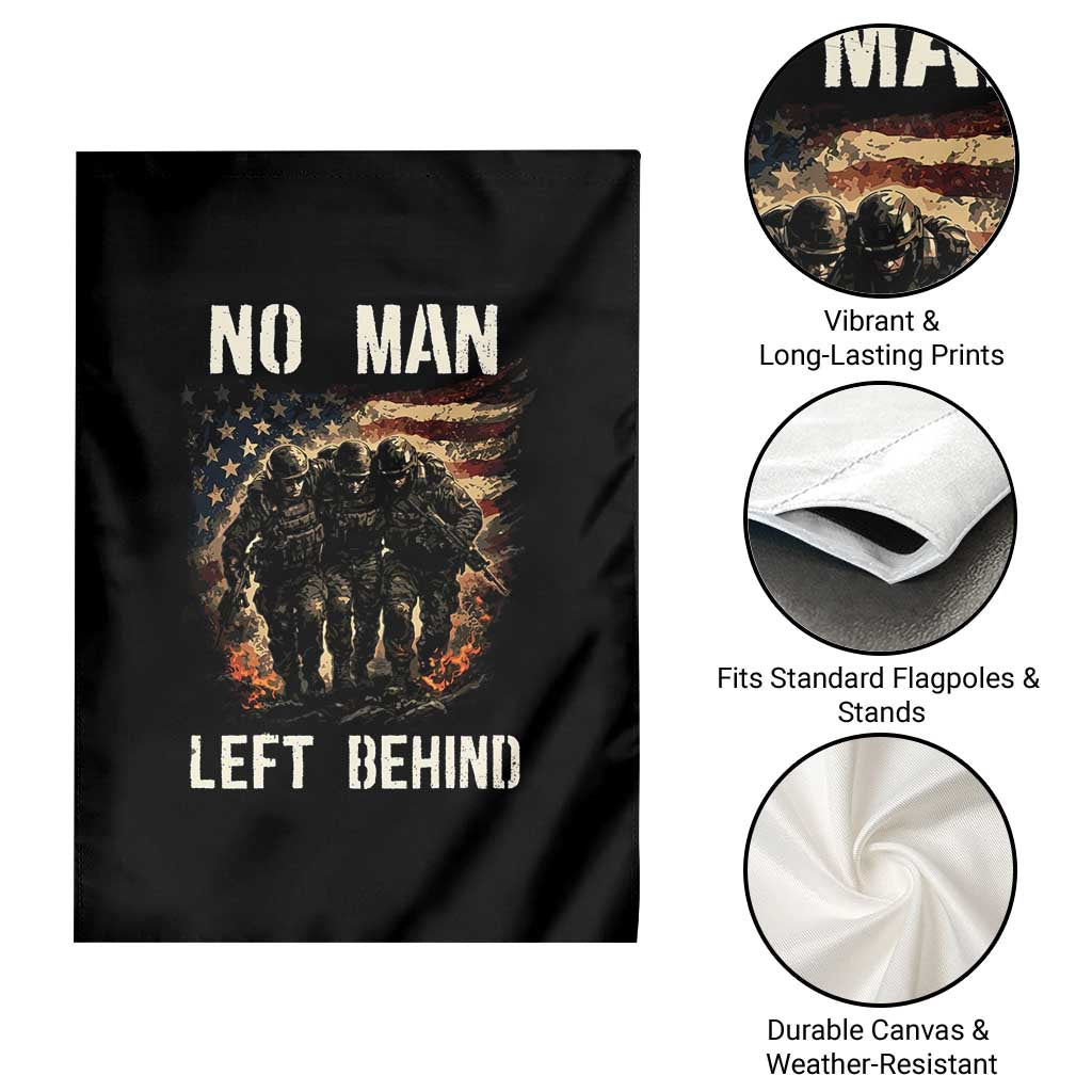 No Man Left Behind Soldiers Brotherhood Garden Flag American Flag US Military
