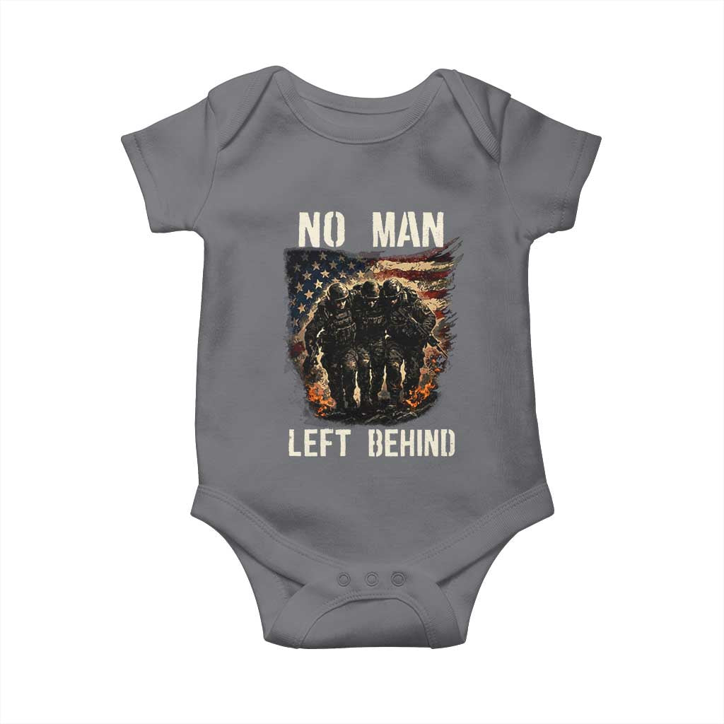 No Man Left Behind Soldiers Brotherhood Baby Onesie American Flag US Military