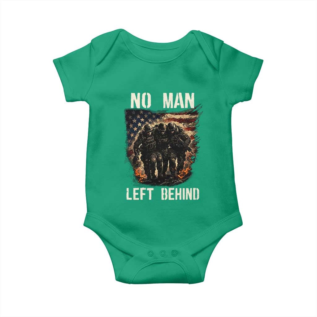 No Man Left Behind Soldiers Brotherhood Baby Onesie American Flag US Military