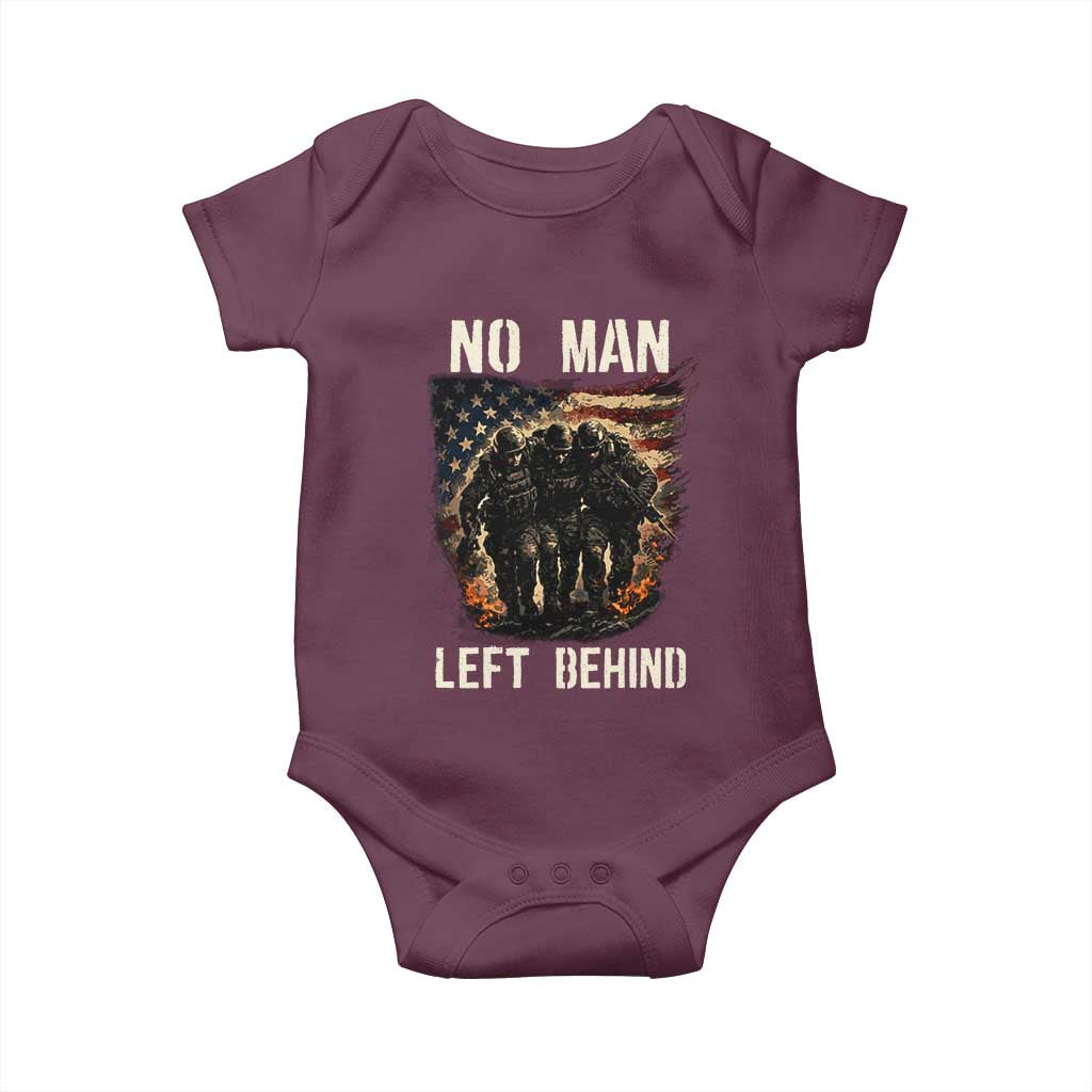 No Man Left Behind Soldiers Brotherhood Baby Onesie American Flag US Military