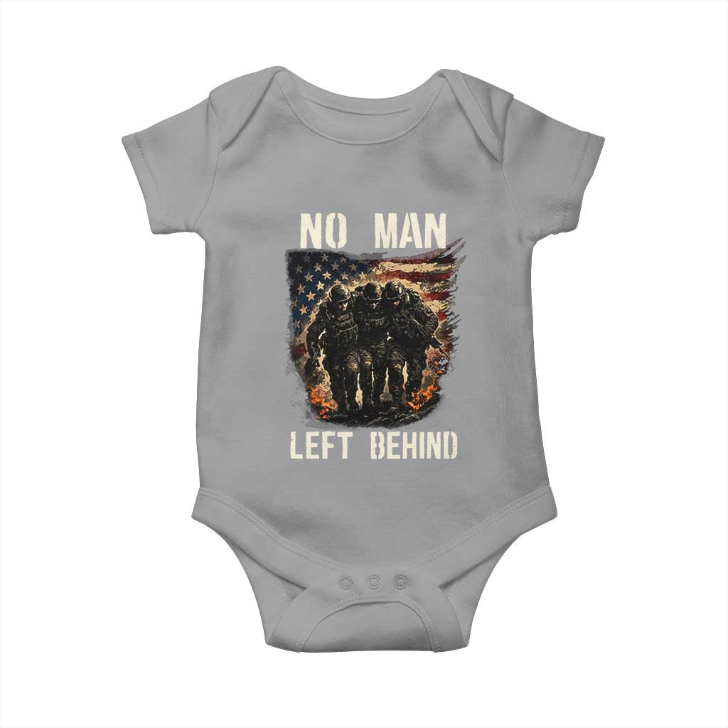 No Man Left Behind Soldiers Brotherhood Baby Onesie American Flag US Military