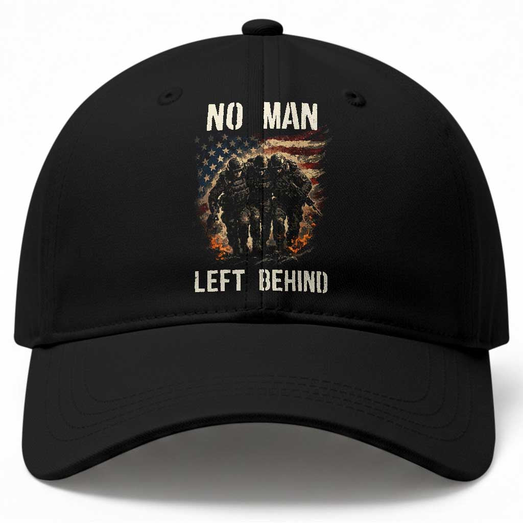 No Man Left Behind Soldiers Brotherhood Baseball Cap American Flag US Military