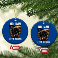 No Man Left Behind Soldiers Brotherhood Ceramic Ornament American Flag US Military