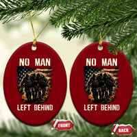 No Man Left Behind Soldiers Brotherhood Ceramic Ornament American Flag US Military