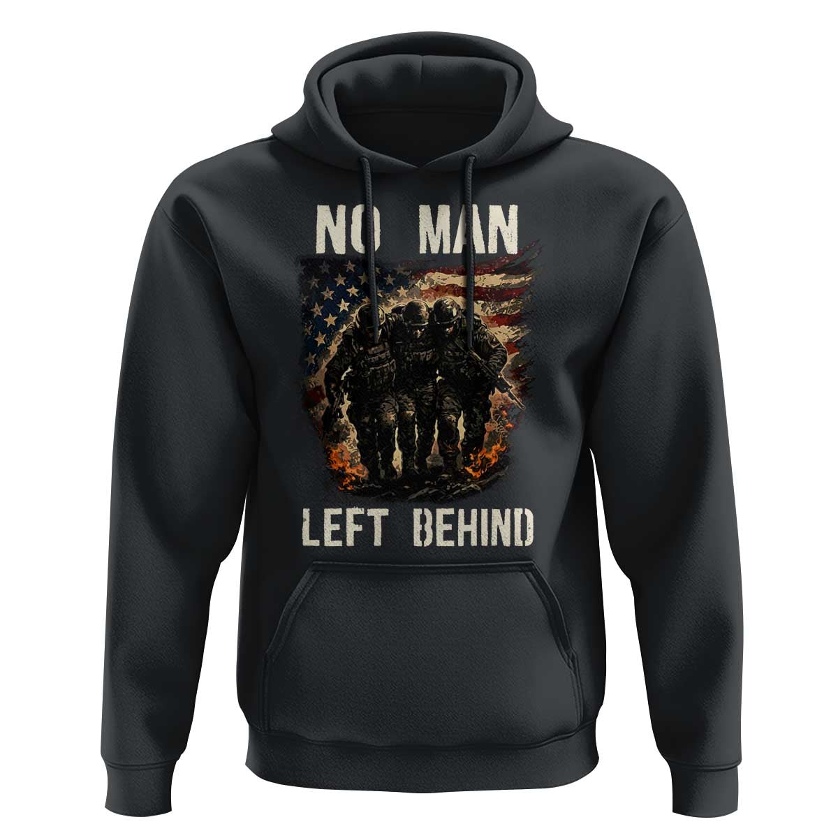 No Man Left Behind Soldiers Brotherhood Hoodie American Flag US Military